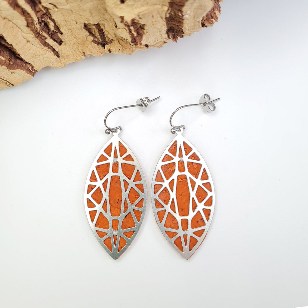Fabrikk Geo Drop Orange Laser-cut Earrings | Eco Cork