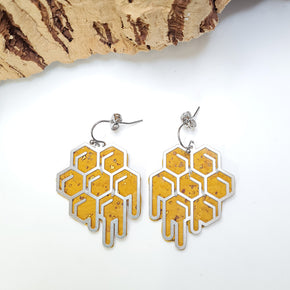 Fabrikk Honeycomb Drip Laser-cut Earrings | Eco Cork