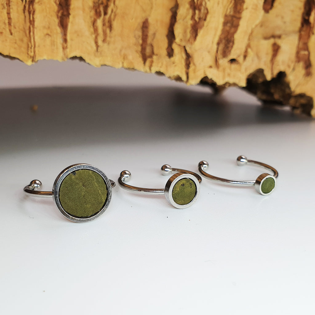 Fabrikk 1 Planet Stacking Ring Set | Small-Medium-Large | Army Green | Vegan Leather