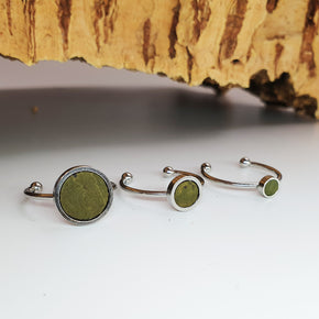 Fabrikk 1 Planet Stacking Ring Set | Small-Medium-Large | Army Green | Vegan Leather