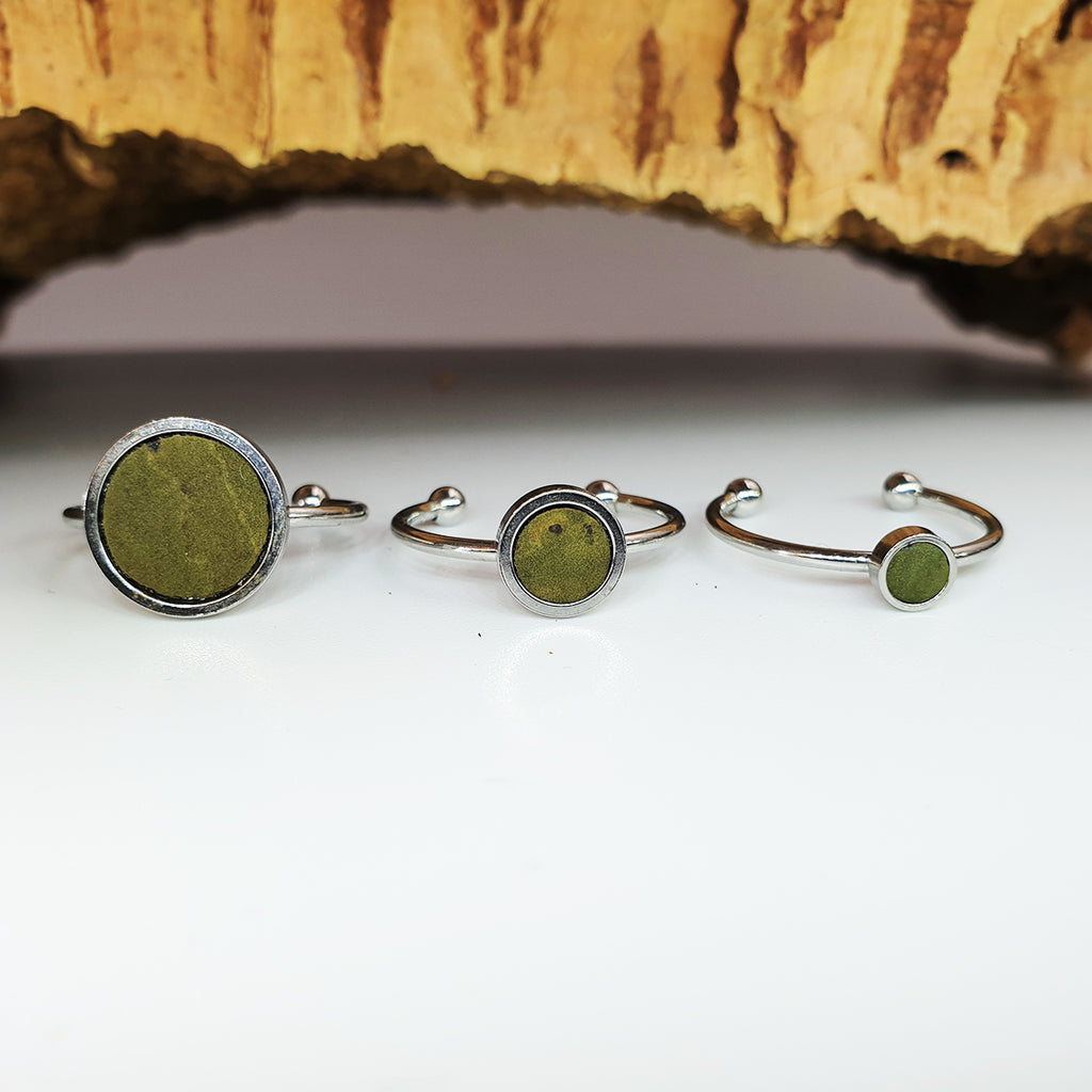 Fabrikk 1 Planet Stacking Ring Set | Small-Medium-Large | Army Green | Vegan Leather