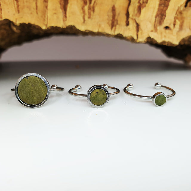 Fabrikk 1 Planet Stacking Ring Set | Small-Medium-Large | Army Green | Vegan Leather