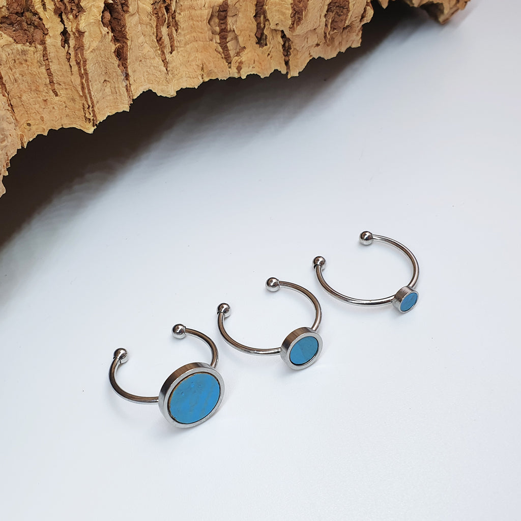 Fabrikk 1 Planet Stacking Ring Set | Small-Medium-Large | Bahama Blue | Vegan Leather