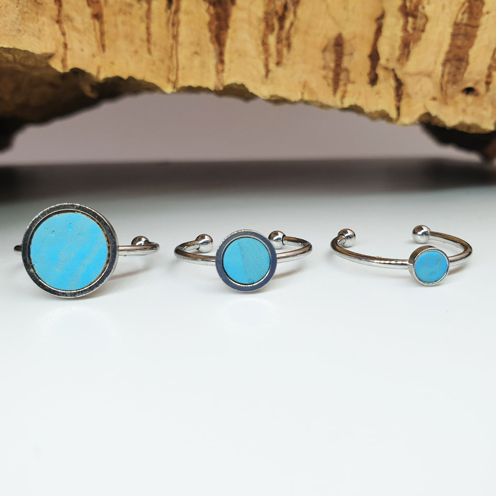 Fabrikk 1 Planet Stacking Ring Set | Small-Medium-Large | Bahama Blue | Vegan Leather