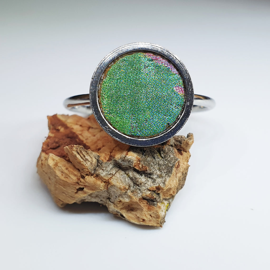 Fabrikk 1 Planet Stacking Ring | Large | Cosmic Splash Green | Vegan Leather