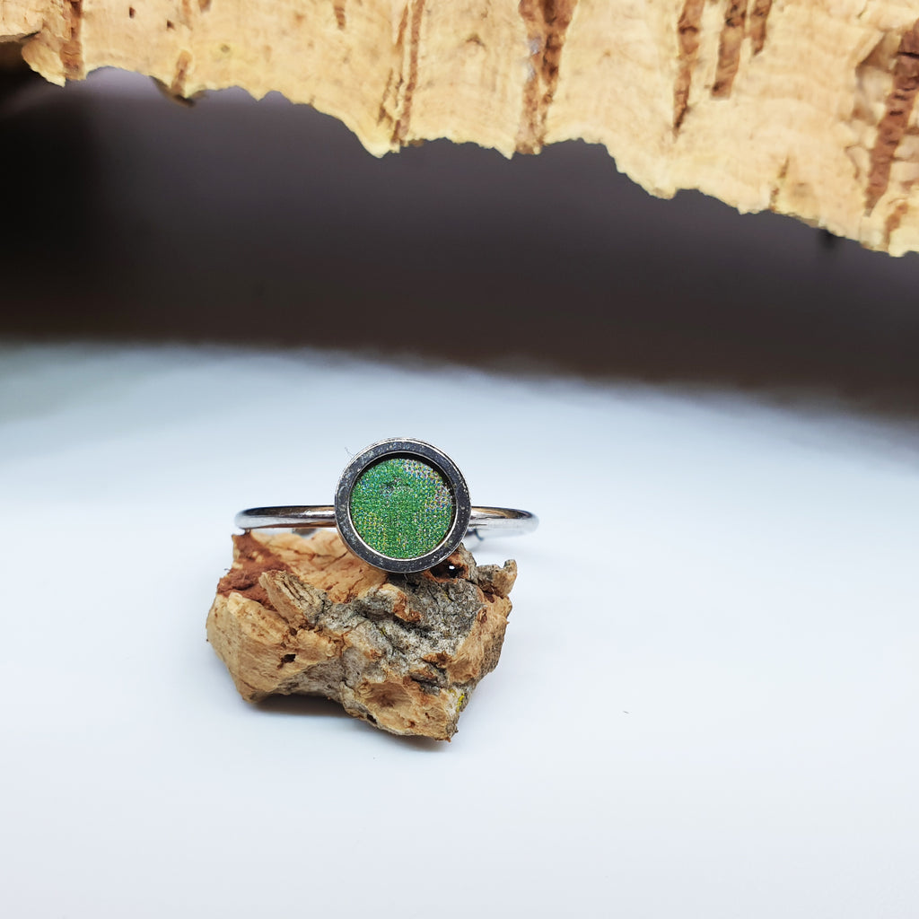 Fabrikk 1 Planet Stacking Ring | Medium | Cosmic Splash Green |  Vegan Leather