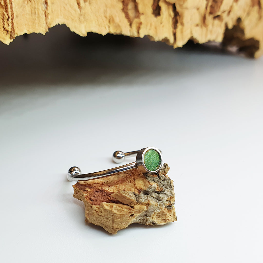 Fabrikk 1 Planet Stacking Ring | Small | Cosmic Splash Green | Vegan Leather