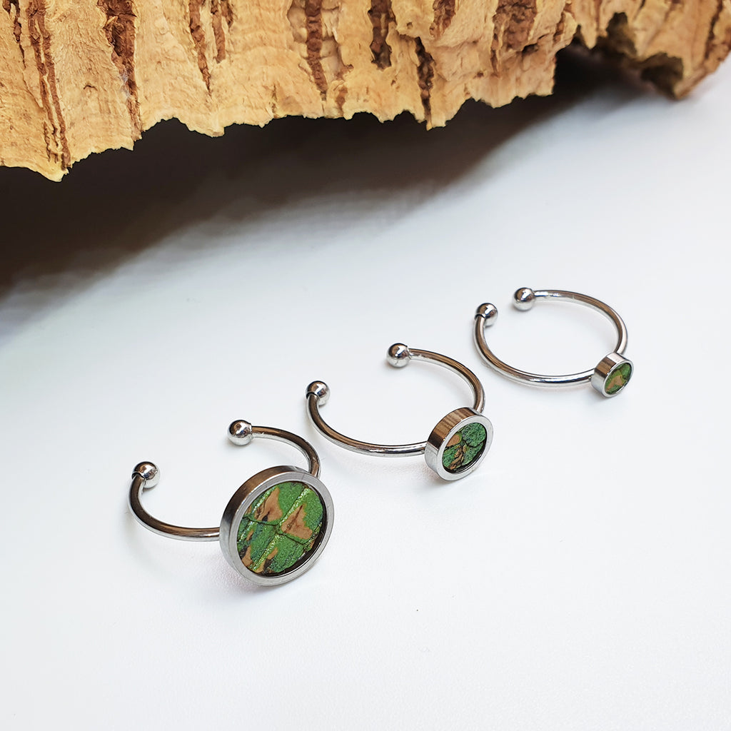 Fabrikk 1 Planet Stacking Ring Set | Small-Medium-Large | Green Python Skin | Vegan Leather