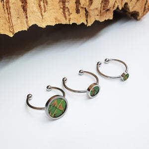 Fabrikk 1 Planet Stacking Ring Set | Small-Medium-Large | Green Python Skin | Vegan Leather