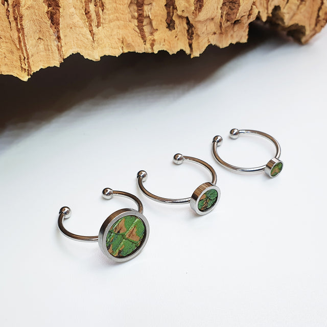 Fabrikk 1 Planet Stacking Ring Set | Small-Medium-Large | Green Python Skin | Vegan Leather