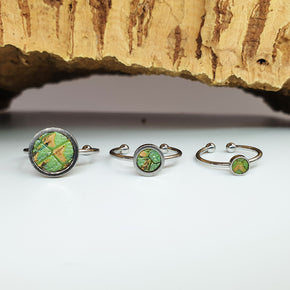 Fabrikk 1 Planet Stacking Ring Set | Small-Medium-Large | Green Python Skin | Vegan Leather