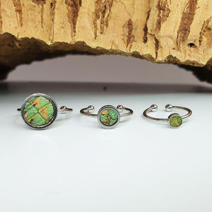 Fabrikk 1 Planet Stacking Ring Set | Small-Medium-Large | Green Python Skin | Vegan Leather