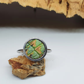 Fabrikk 1 Planet Stacking Ring | Large | Green Mock-Python Skin | Vegan Leather