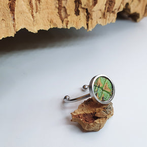 Fabrikk 1 Planet Stacking Ring | Large | Green Mock-Python Skin | Vegan Leather