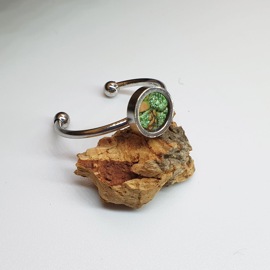 Fabrikk 1 Planet Stacking Ring Set | Small-Medium-Large | Green Python Skin | Vegan Leather