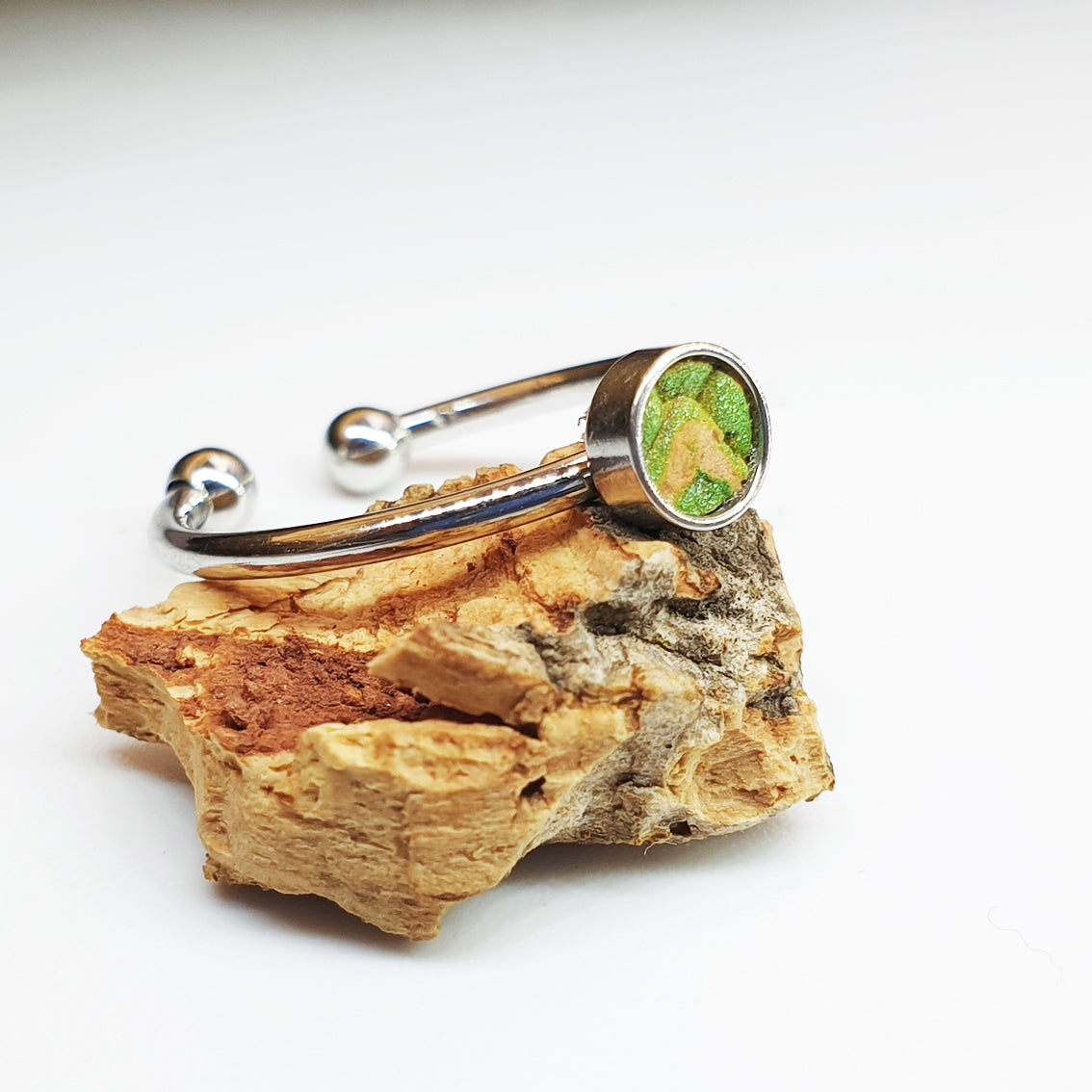 Fabrikk 1 Planet Stacking Ring Set | Small-Medium-Large | Green Python Skin | Vegan Leather
