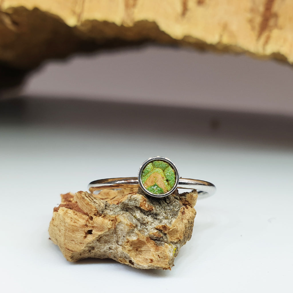 eco cork green mock snake vegan ring