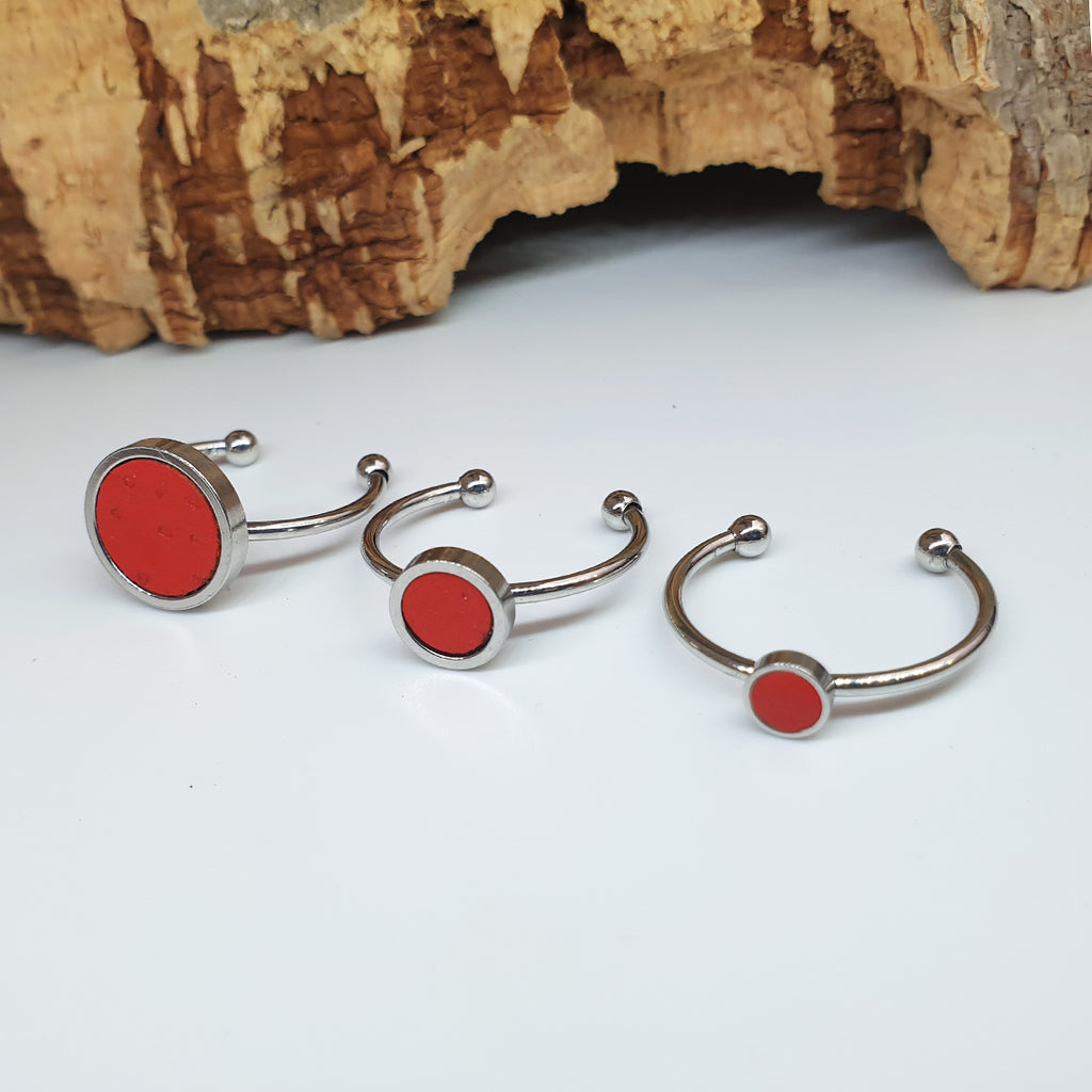 Fabrikk 1 Planet Stacking Ring Set | Small-Medium-Large | Red | Vegan Leather