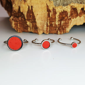 Fabrikk 1 Planet Stacking Ring Set | Small-Medium-Large | Red | Vegan Leather