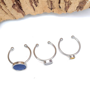 Fabrikk 1 Planet Stacking Ring Set | Small-Medium-Large | Mellow Mustard, Grey Area & Electric Blue | Vegan Leather