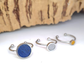 Fabrikk 1 Planet Stacking Ring Set | Small-Medium-Large | Mellow Mustard, Grey Area & Electric Blue | Vegan Leather