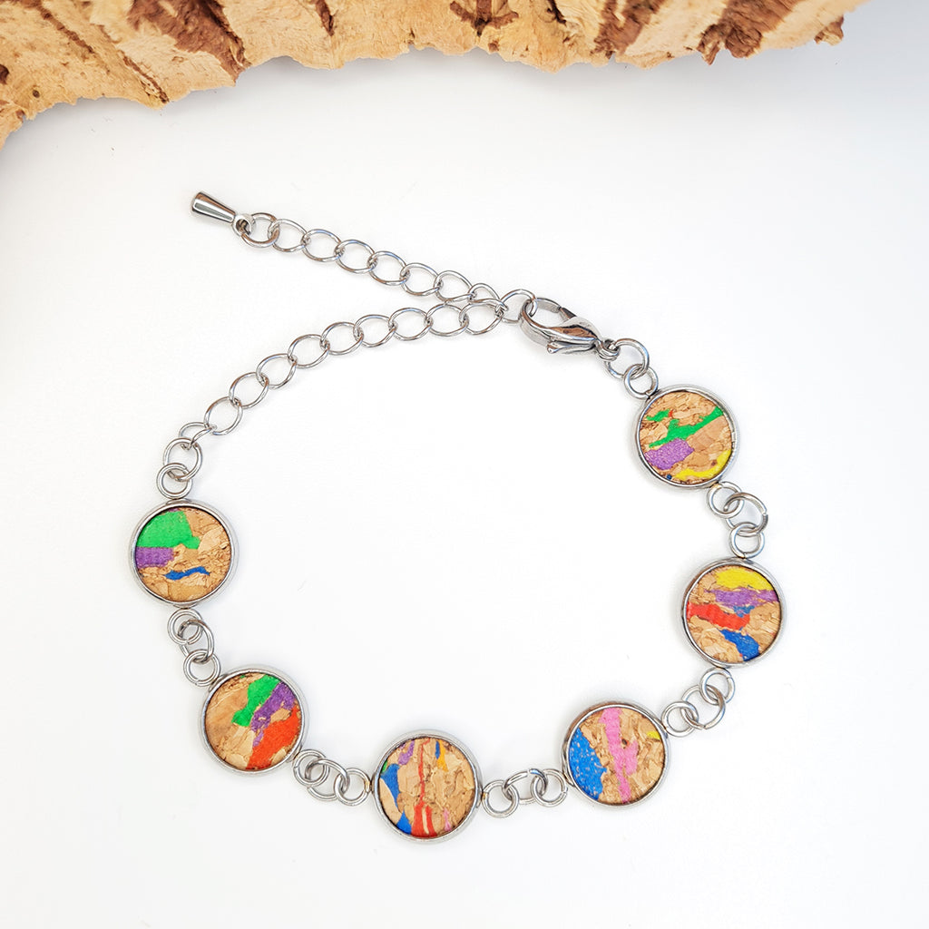 Fabrikk 6 Planet Bracelet | Natural Multicoloured Rainbow Fleck | Vegan Leather