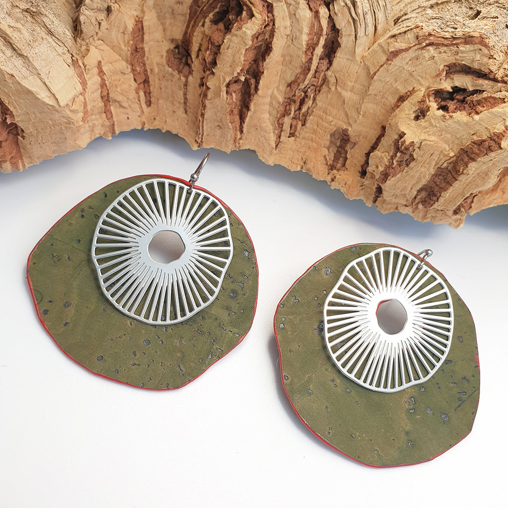 Fabrikk Split Atom | Laser Cut Earrings | Army Green | Vegan Leather