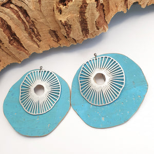 Fabrikk Split Atom | Laser Cut Earrings | Bahama Blue | Vegan Leather