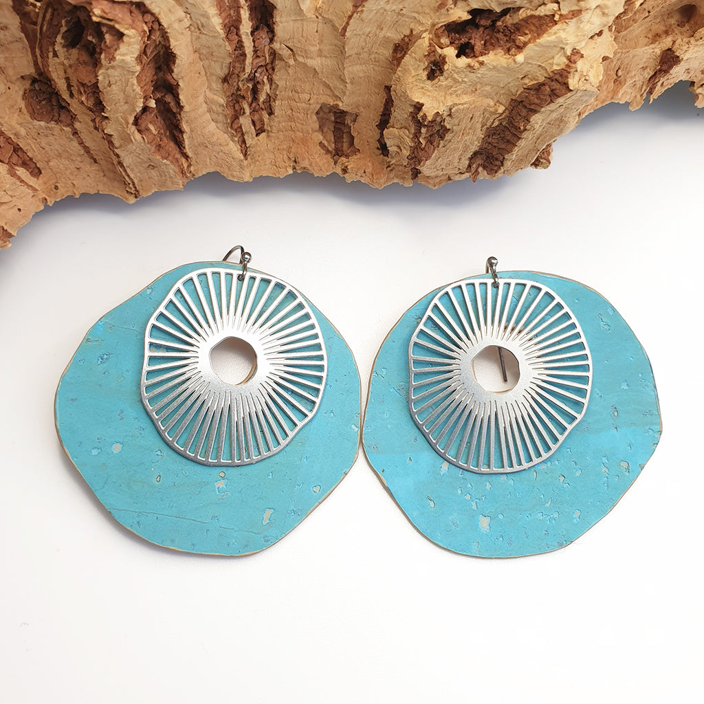 Fabrikk Split Atom | Laser Cut Earrings | Bahama Blue | Vegan Leather