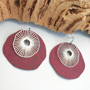 Fabrikk Split Atom | Laser Cut Earrings | Burgundy Love | Vegan Leather