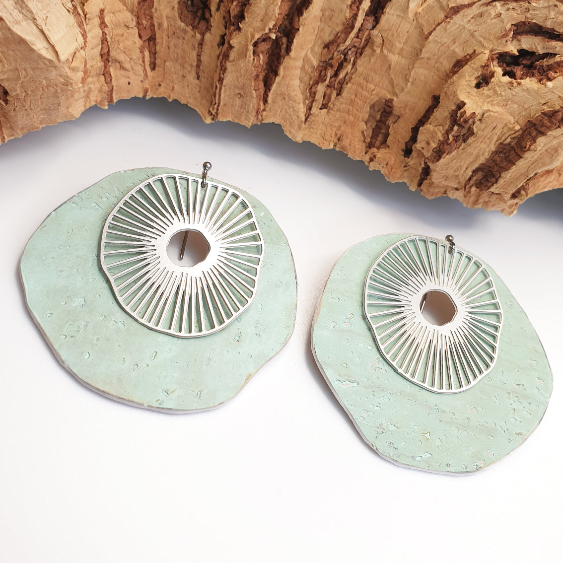 Fabrikk Split Atom | Laser Cut Earrings | Mint Green | Vegan Leather