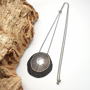 Fabrikk Split Atom | Laser Cut Necklace | Coal Black | Vegan Leather