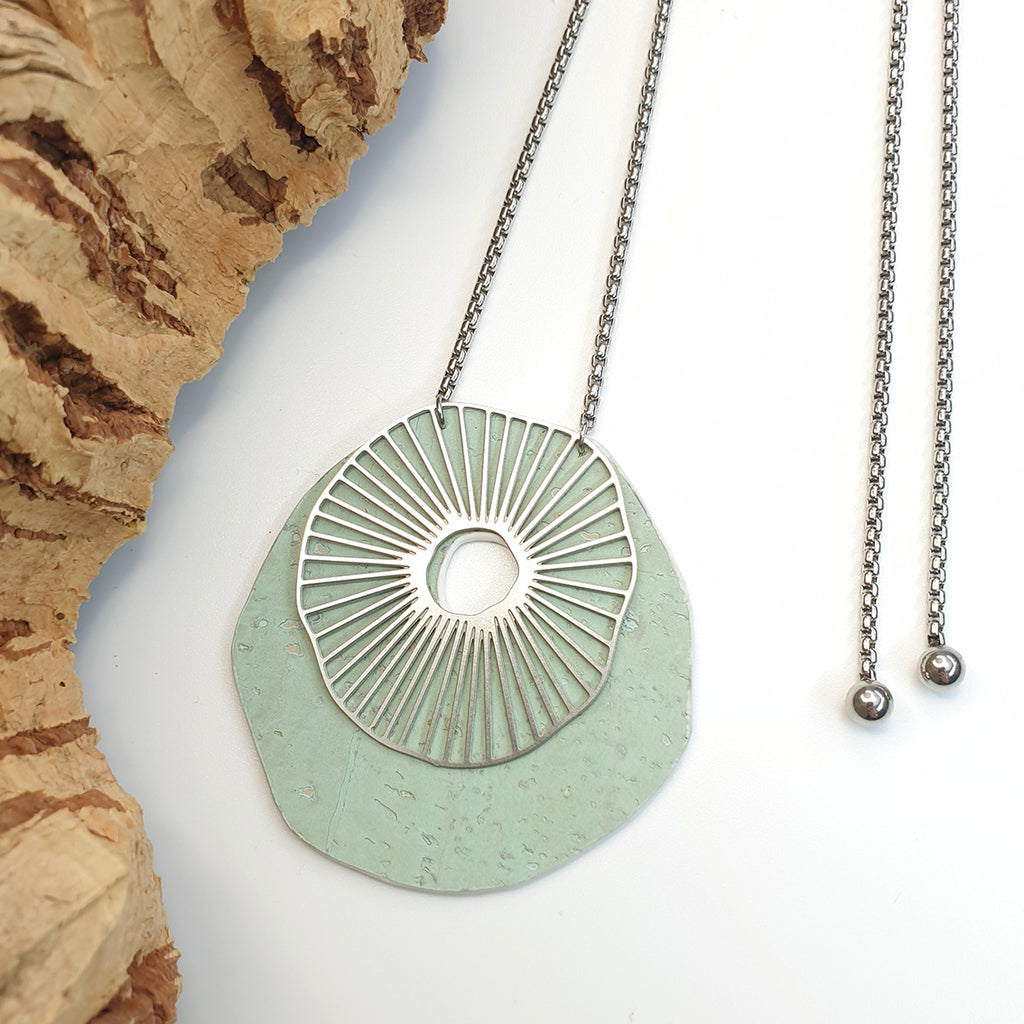 Fabrikk Split Atom | Laser Cut Necklace | Mint Green | Vegan Leather