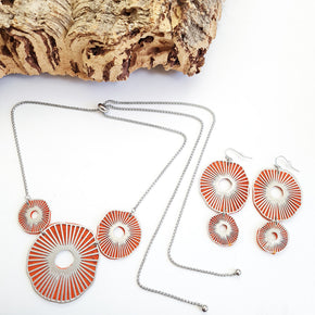 Fabrikk Split Atoms | Laser Cut Earrings | Orange | Vegan Leather