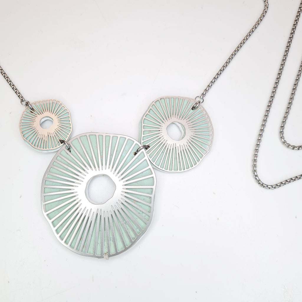 Fabrikk Split Atoms | Laser Cut Necklace | Mint Green | Vegan Leather