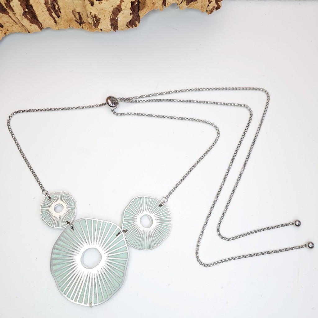 Fabrikk Split Atoms | Laser Cut Necklace | Mint Green | Vegan Leather