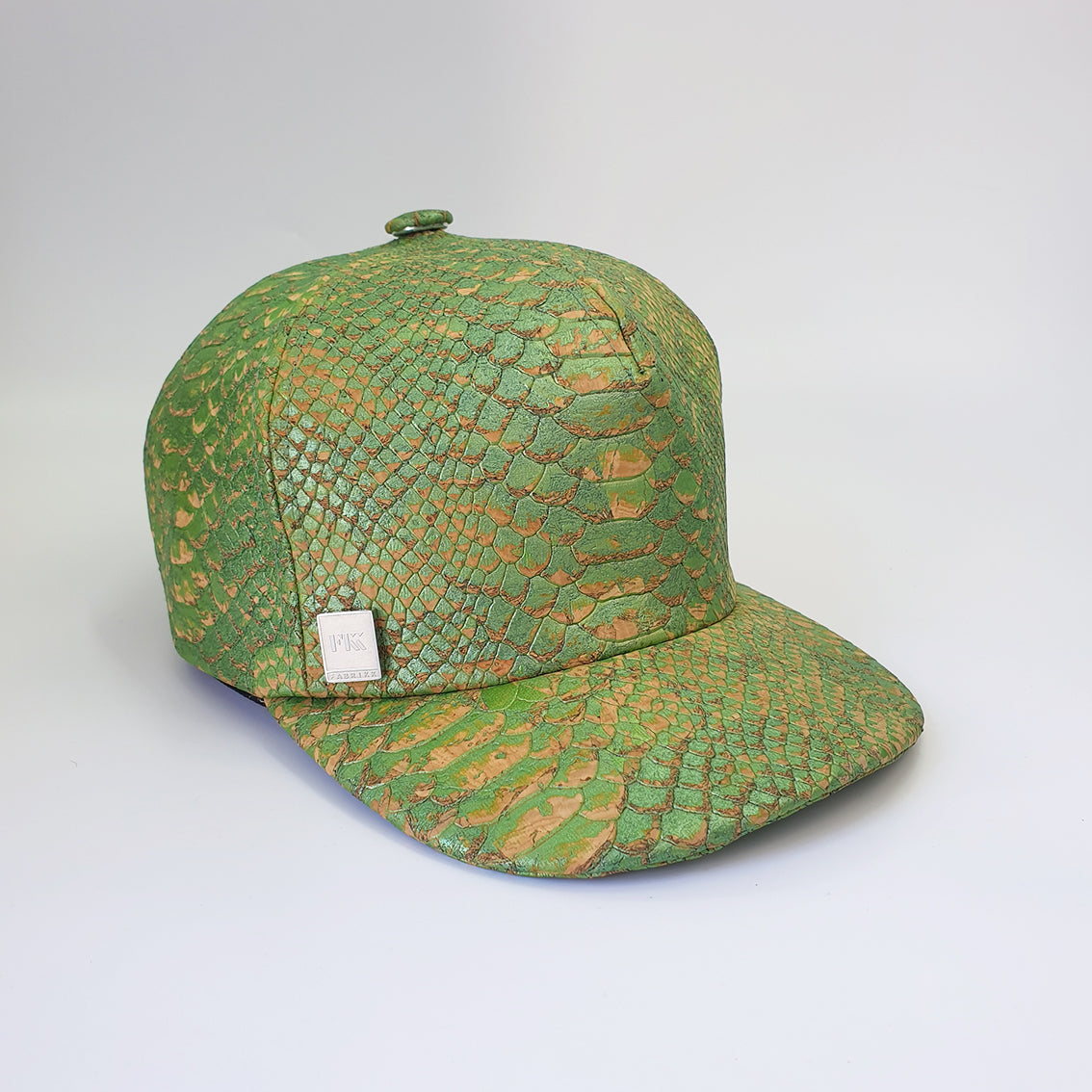 eco cork green mock python vegan hat