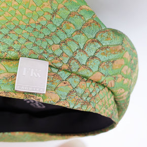 Fabrikk Cork Beret | Mock Green Python Skin | Vegan leather