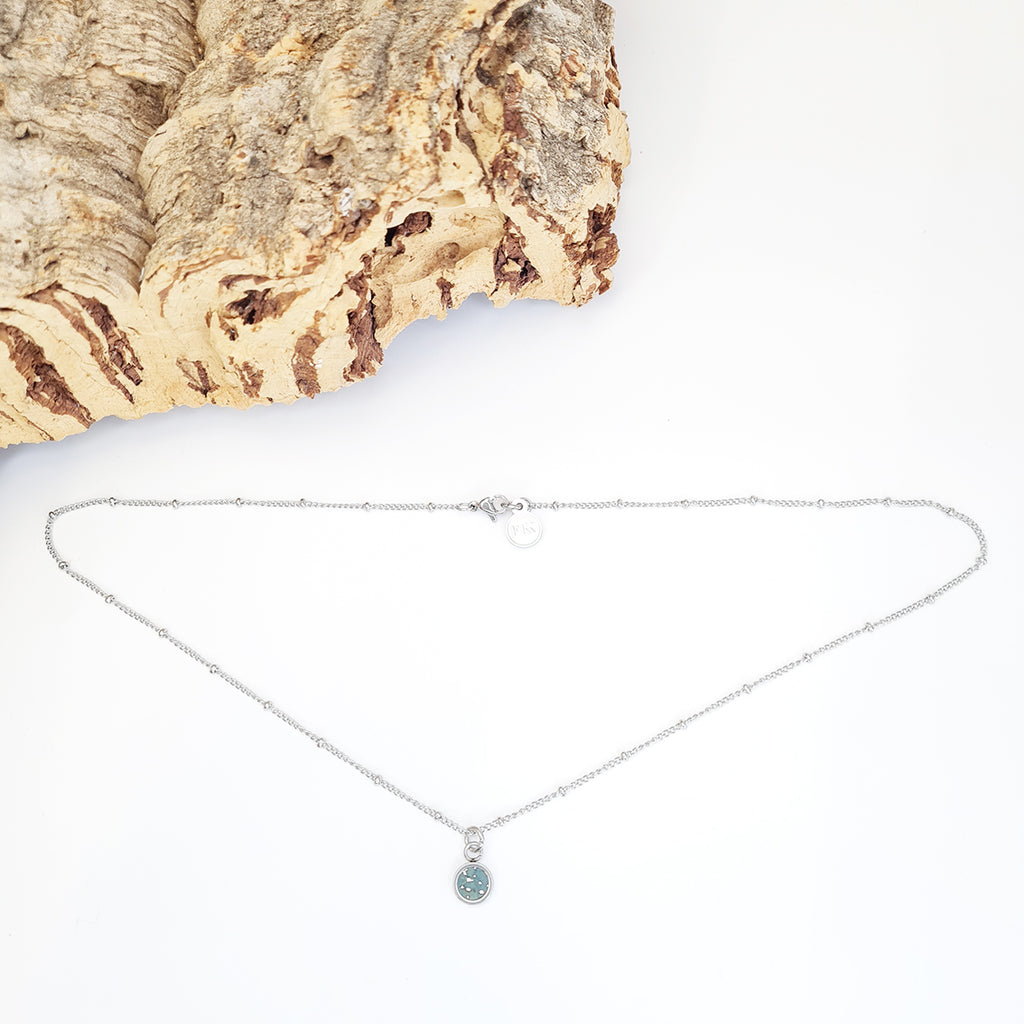 Fabrikk Dwarf Planet Necklace | Aqua Silver | Vegan 'Leather'