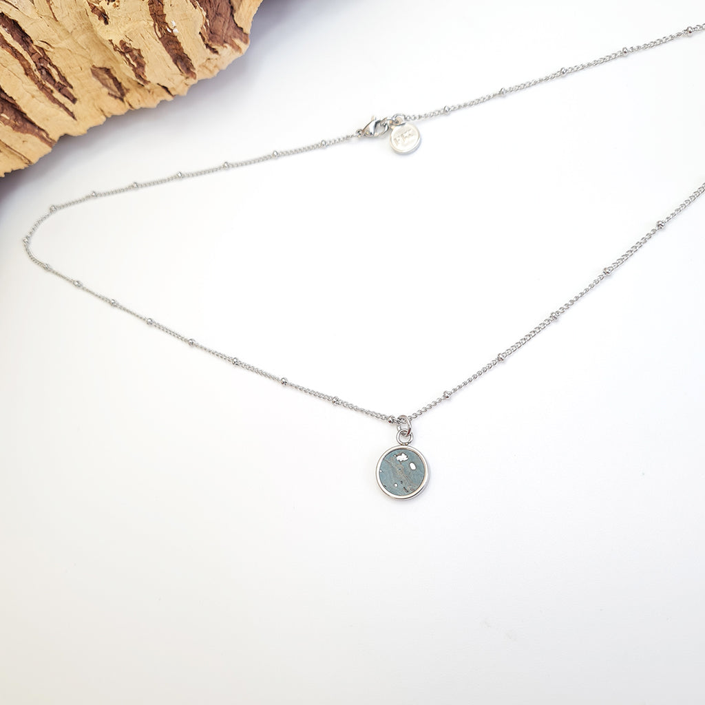 Fabrikk 1 Small Planet Necklace | Aqua Silver | Vegan 'Leather'