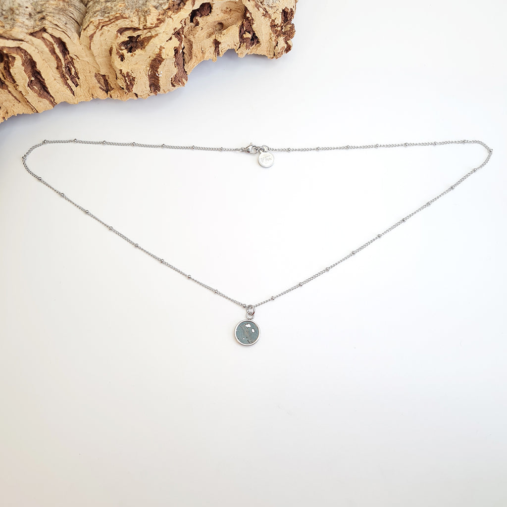 Fabrikk 1 Small Planet Necklace | Aqua Silver | Vegan 'Leather'