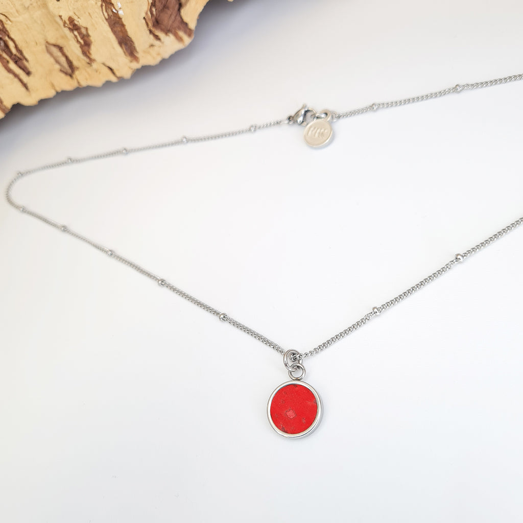 Fabrikk 1 Small Planet Necklace | Red | Vegan 'Leather'