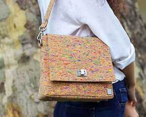 Fabrikk VELA LED Cork Handbag | Multicoloured Fleck | Vegan Leather